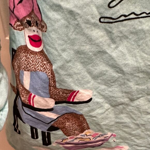 Nick & Nora Teal Monkey printed Sleepwear Top - Picture 7 of 8